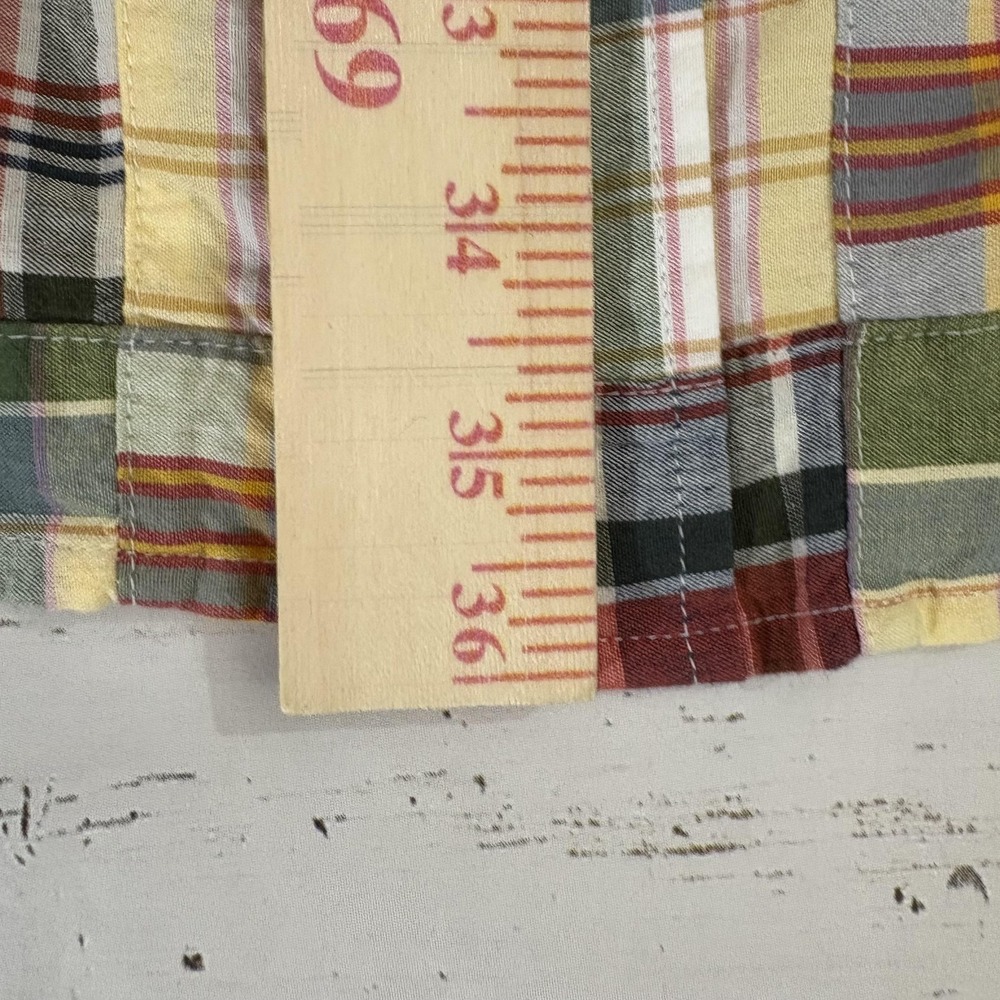 Orvis Madras Patchwork Shirt Mens XL Multicolor Plaid Short Sleeve Cotton - Picture 7 of 7
